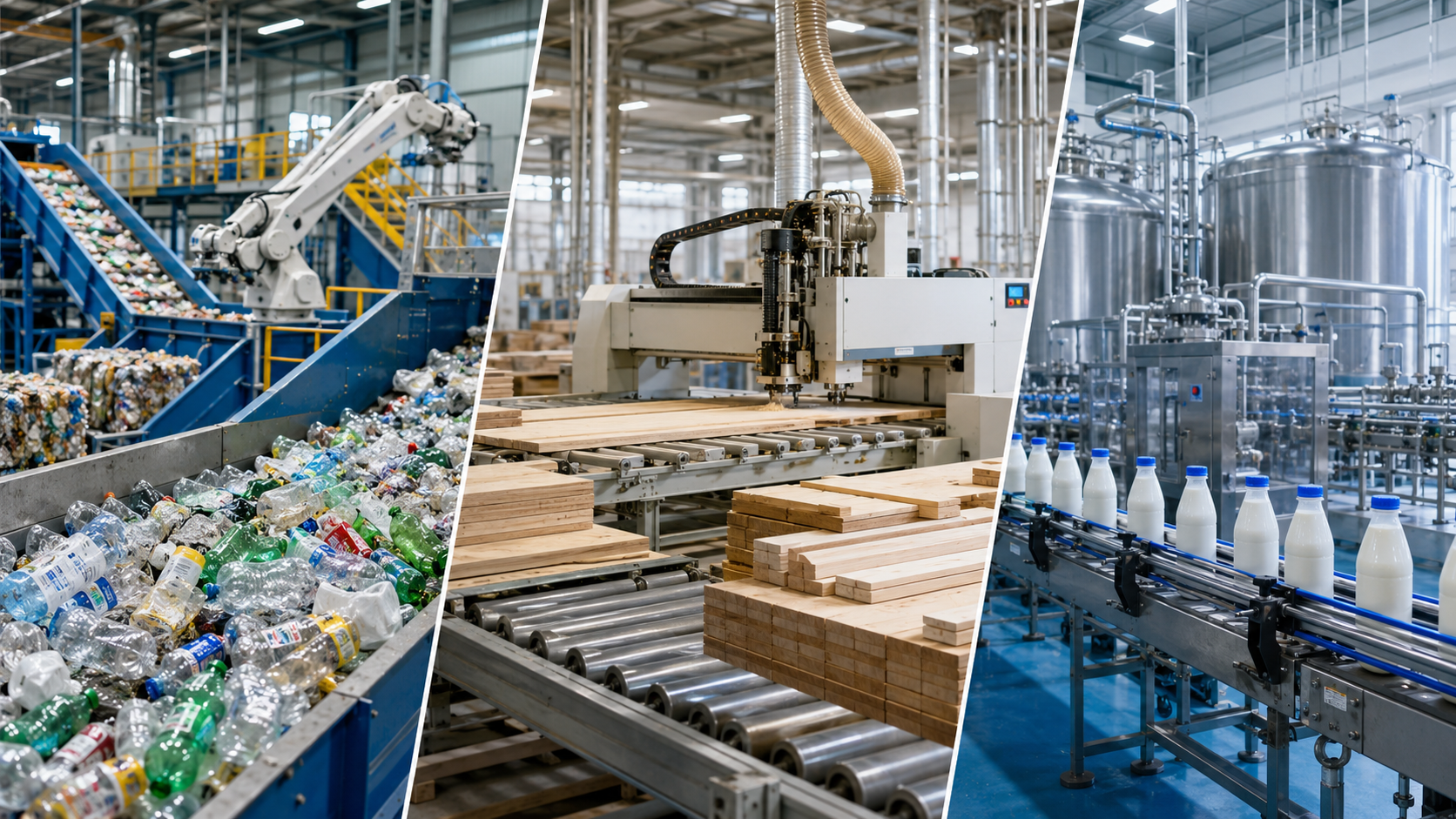 Linie produkcyjne z Chin – recykling, obróbka drewna i przetwarzanie mleka